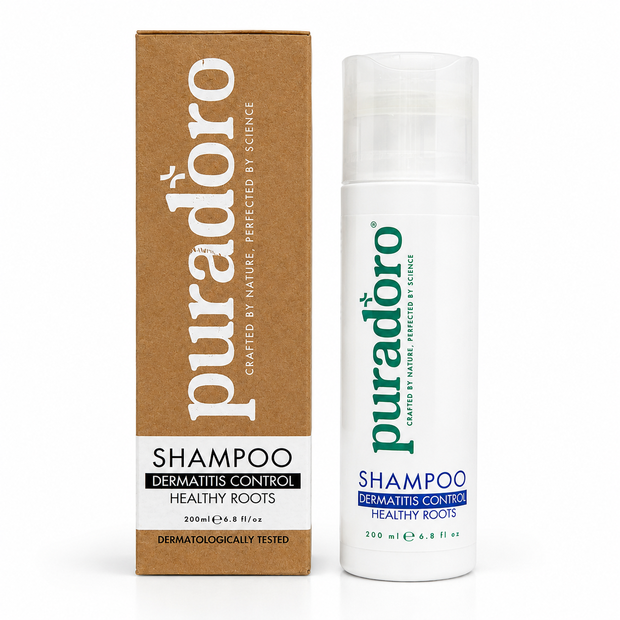 Puradoro Șampon Dermatită Seboreică – Natural, pentru Păr Gras și Coji, cu Tea Tree, Fără Sulfați și Parabeni